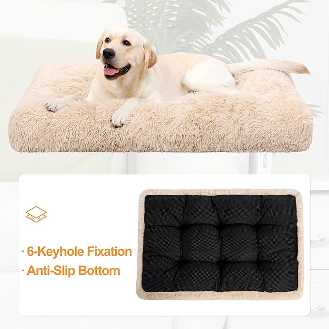 KSIIA Dog Crate Bed Washable Dog Beds for Extra Large Dogs Deluxe Plush Fluffy Comfy Thick Kennel Pad Anti-Slip & Anti-Scratch Pet Sleeping Mat 41 x 27 Inch,
