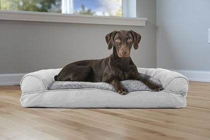 Furhaven Pillow Dog Bed for Large/Medium Dogs w/ Removable Bolsters & Washable Cover