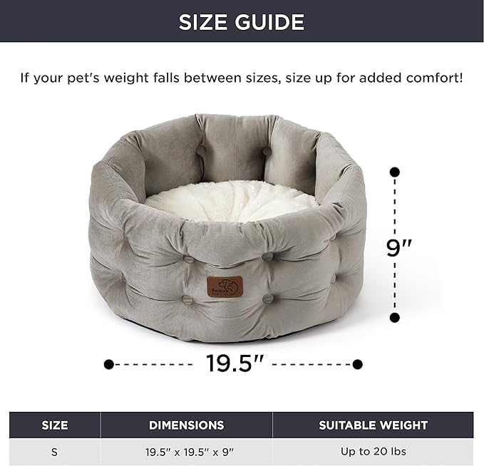 Bedsure Round Cat Beds for Indoor Cats 20x20x9inches, Neutral