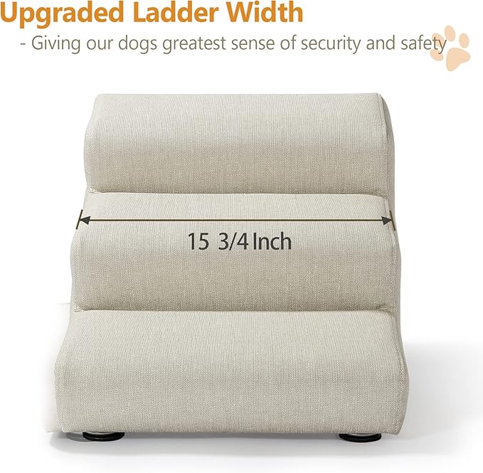 Senneny Imitation linen Faux Leather Dog Stairs 150 lbs, 3 Step