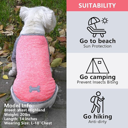 KYEESE 2 Pack Dog Shirts Quick Dry Lightweight Stretchy Protects Against Foxtails Dog T-Shirts with Reflective Label Raglan Sleeve Sun Protection Dog Clothes for Small Dogs