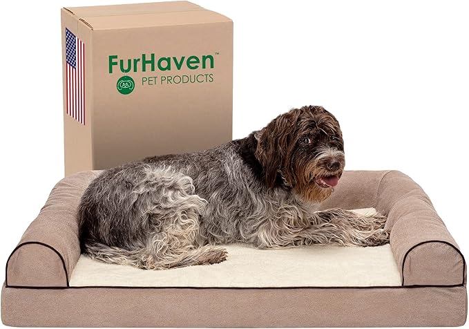 Furhaven Memory Foam Dog Bed for Large Dogs w/ Removable Bolsters & Washable Cover 95 lbs