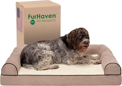 Furhaven Memory Foam Dog Bed for Large Dogs w/ Removable Bolsters & Washable Cover 95 lbs