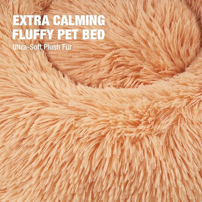 Veehoo Calming Dog Bed for Medium Small Dog 25 lbs 23", Beige