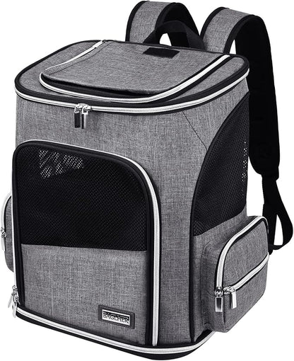 BAGLHER Expandable Pet Carrier Backpack，Pet Backpack for Small Cats Puppies Dogs Bunny, Airline-Approved Ventilate Backpack for Travel, Hiking and Outdoor Use. Grey