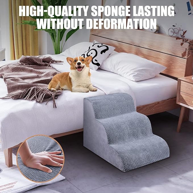 Chic Threads Dog Stairs for Small Dogs 3-Step Dog