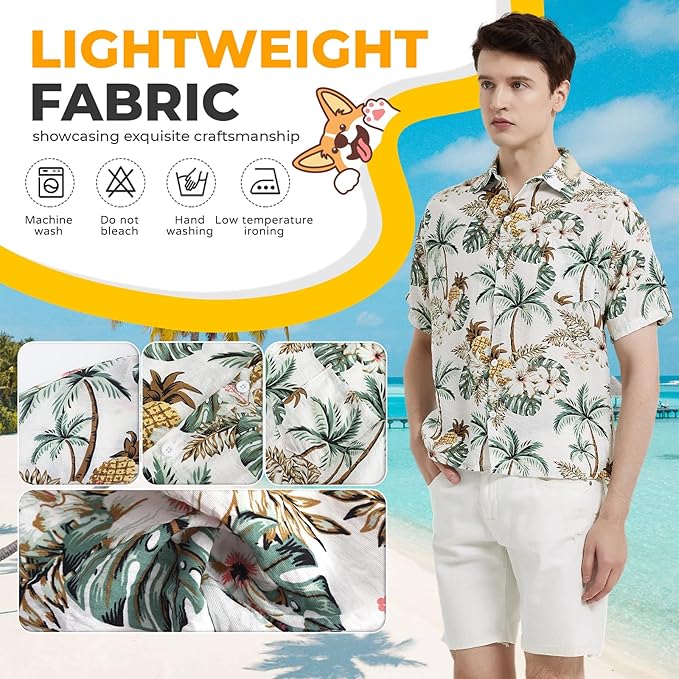 Dog Shirt Hawaiian Dog and Cat Summer T-Shirts Dog Style Floral Breathable Cool Clothes Hawaiian Shirts for Dogs and Cats Owner and Pet Shirts are Sold Separately