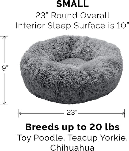 Furhaven 23" Round Calming Donut Dog Bed for Indoor Cats & Small Dogs 20 lbs 23.0"L x 23.0"W x 9.0"Th