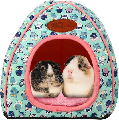 Cozy Guinea Pig Hideout Bed Soft Fleece Material Removable Cushion Washable and Dryer Friendly Perfect Cage Accessories for Rabbits Hamsters Hedgehogs