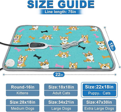 Pet Heating Pad 22x18 in Cat Heating Pads for Cats Waterproof Smart Thermostat Switch