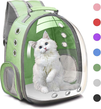 Henkelion Travel Backpack Bubble Carrying Bag for Small Medium Dogs Cats, Space Capsule Pet Carrier Dog for Hiking, Airline Approved - Green