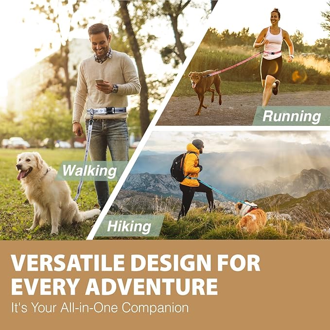 Hands Free Dog Leash with Waist Belt Lifetime Replacement 5218