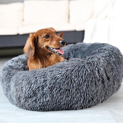 Calming Bed for Dogs 30 Inches Dark Gray