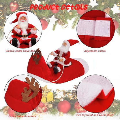 BWOGUE Santa Dog Costume Christmas Pet Clothes Santa Claus Riding Pet Cosplay Costumes Party Dressing up Dogs Cats Outfit for Small Medium Large Dogs Cats