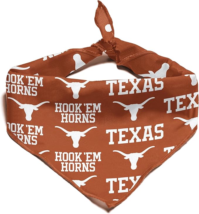 NCAA Officially Licensed Bandana for Dogs and Cats | Fits Pets Great Gift Idea | Easy-to-Tie (Small, Texas Longhorns)