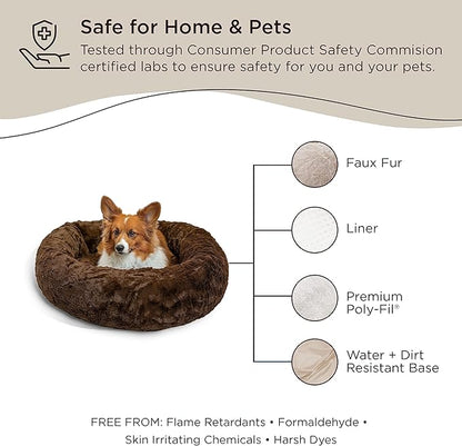 Best Friends by Sheri The Original Calming Donut Cat and Dog Bed in Lux Fur Dark Chocolate 30"