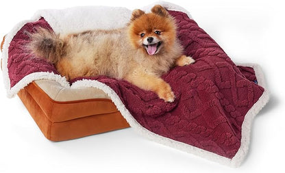 Bedsure Waterproof Dog Blankets for Small Dogs 25"x35", Burgundy