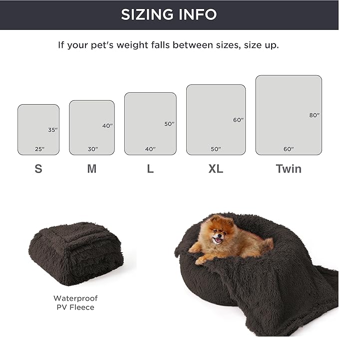 Bedsure Waterproof Dog Blankets for Large Dogs - Calming Cat Blanket for Couch Protector Washable, Long Faux Fur Pet Throw Blanket for Puppy, Reversible Furniture Protection, 40"x50", Chestnut