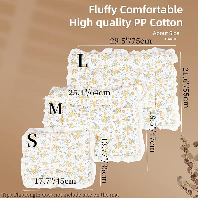 Floral Dog Dog Bed Mat Plush Kennel Pad