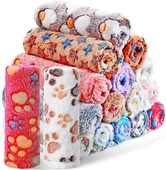 Chumia 18 Pcs Fleece Pet Blanket Soft Warm (30 x 20 Inch)