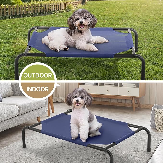 MoNiBloom Elevated Dog Bed Cooling Raised Ped Bed Portable Dog Cot for Camping or Beach 35 Inches