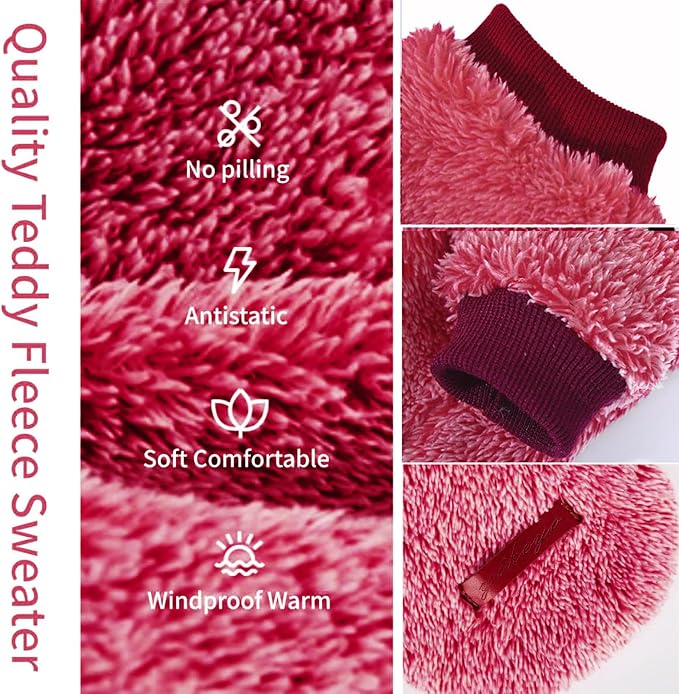 Dog Sweaters for Small Dogs Girl Boy Winter Puppy Sweater Clothes Fleece Warm Pet Outfit for Chihuahua Yorkie Teacup Cute Plain Cold Weather Dog Coat Cat Apparel Clothing (Small