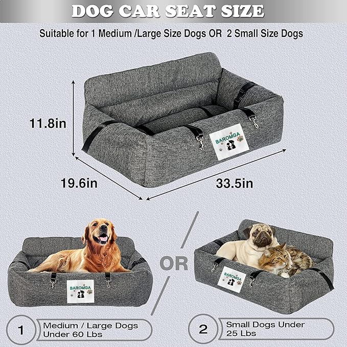 Dog Car Seat 25lbs or 1 Large 60lbs, with