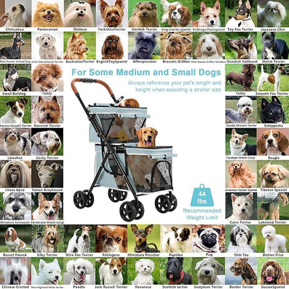 Double Pet Stroller for Dogs and Cats 4 Wheels,