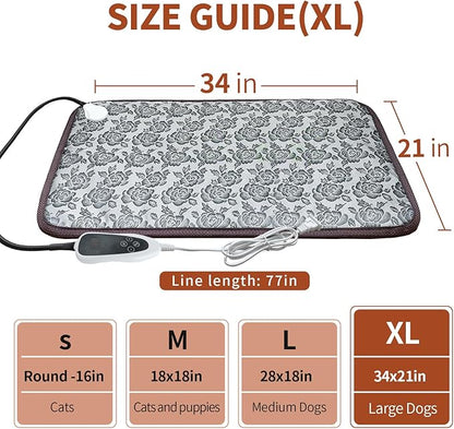 Large Dog Heating Pad 34x21in Waterproof Pet Heating Pad for Smart Thermostat Switch