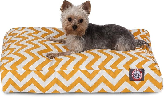 Yellow Chevron Small Rectangle Indoor Outdoor Pet Dog Bed With Removable Washable Cover By Majestic Pet Products