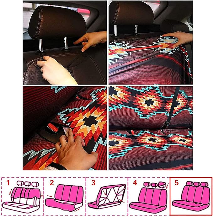 WELLFLYHOM Custom Back Seat Cover Protector for Car Kids Pets Dog Personalized Customize Design Split Rear Seat Cover Bench Decorative for Women Sedan