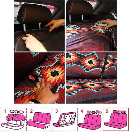WELLFLYHOM Custom Back Seat Cover Protector for Car Kids Pets Dog Personalized Customize Design Split Rear Seat Cover Bench Decorative for Women Sedan