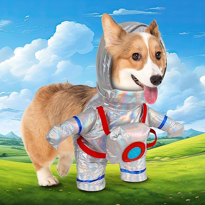 Astronaut Dog Costume Clothes Space Dog Outfit for Pet Small Medium Puppy Cat Halloween Christmas Party Funny Cosplay (X-Large), Silver