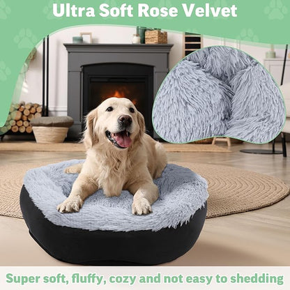 HOMBYS Indestructible Dog Bed Chew Proof Dog Bed for Aggressive Chewers with Faux Fur Surface Washable-20x20x8 inches