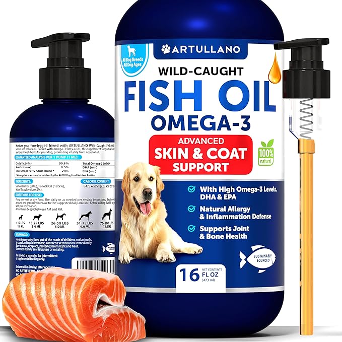 Omega 3 Fish Oil for Dogs - Better Than Salmon Oil for Dogs - Dog Fish Oil - Fish Oil Liquid for Pets EPA DHA - Skin and Coat Food Supplement for Dogs - Allergy, Itch, Shedding, Dry Skin, Joints