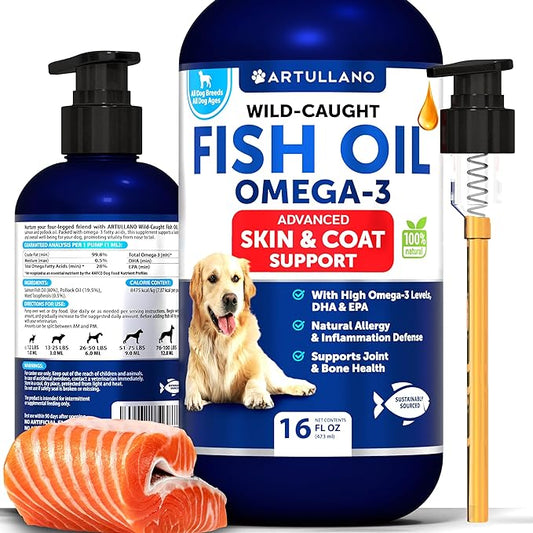 Omega 3 Fish Oil for Dogs - Better Than Salmon Oil for Dogs - Dog Fish Oil - Fish Oil Liquid for Pets EPA DHA - Skin and Coat Food Supplement for Dogs - Allergy, Itch, Shedding, Dry Skin, Joints