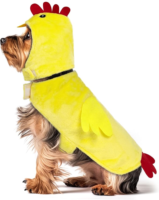 cyeollo Dog Chicken Costume Pet Halloween Costumes Funny Holiday Outfits Cute Hoodies Coats for Small Medium Large Dogs, Yellow Chicken M