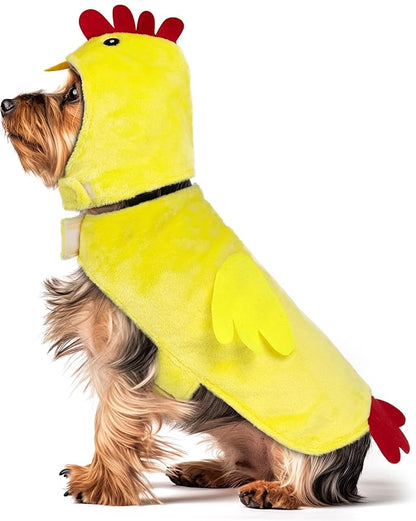 cyeollo Dog Chicken Costume Pet Funny Halloween Costumes Cosplay Holiday Outfits Cute Dog Hoodies Coats Clothes for Small Medium Large Dogs, Yellow Chicken XL