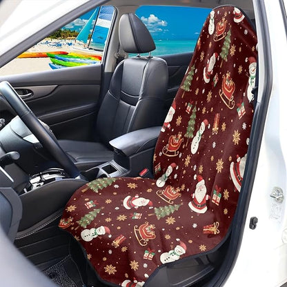 Yewattles Red Christmas Pattern Waterproof Seat Protector