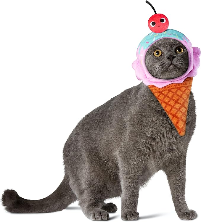 Rubie's Yummy World Ice Cream Waffle Cone Pet Costume Headpiece, As Shown, Medium/Large