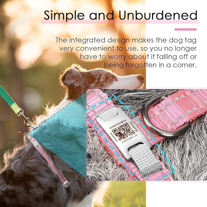 ThinkPet Reflective Breathable Soft Air Mesh with QR Code Dog Tag Puppy Choke Free Over Head Vest Harness for Puppy Small Medium Dogs and Cats Small Pink