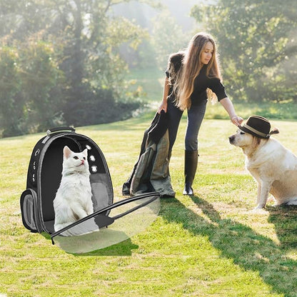 Henkelion Backpack Carrier/Bubble Carrying Bag for Small Medium Dogs Cats, Space Capsule Pet Carrier for Hiking, Travel, Airline Approved- Black