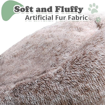 JOLLYVOGUE Calming Donut Dog Bed & Cat Bed (20",Brown)