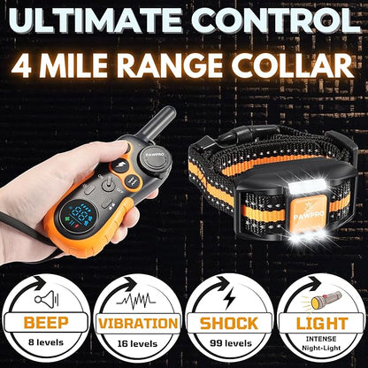 Dog Shock Collar with Remote 4-Mile Range, 124 Training 4 Modes,