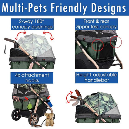 HPZ Pet Rover Titan-HD Premium Super-Sized Dog/Cat/Pet Stroller SUV Travel Carriage/w Access Ramp/100Lbs Capacity/Pumpless Rubber Wheels/Aluminum Frame for Small
