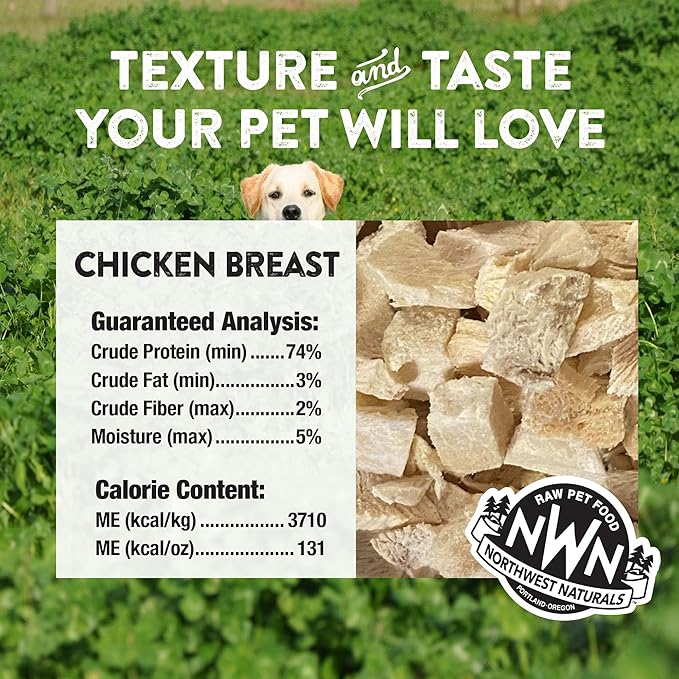 Northwest Naturals Raw Rewards Freeze-Dried Chicken Breast Treats for Dogs and Cats - Bite-Sized Pieces - Healthy, 1 Ingredient, Human Grade Pet Food, Natural - 10 Oz (Pack of 3)