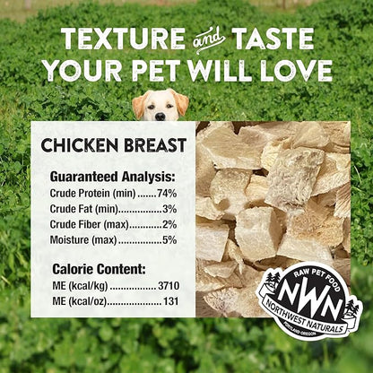 Northwest Naturals Raw Rewards Freeze-Dried Chicken Breast Treats for Dogs and Cats - Bite-Sized Pieces - Healthy, 1 Ingredient, Human Grade Pet Food, Natural - 10 Oz (Pack of 3)