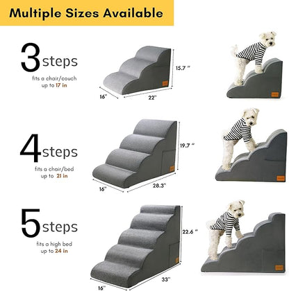 Dog Stairs Steps for High Bed JYpawsiepal Dog Stairs for Small Dog 5 Step