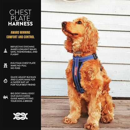 EzyDog Premium Chest Plate Custom Fit Reflective No-Pull Padded Comfort Dog Harness