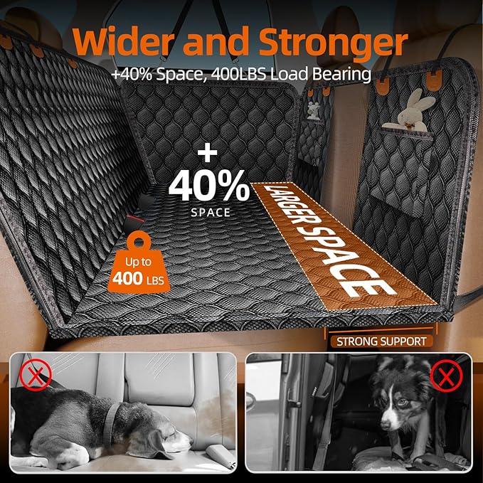Back Seat Extender for Dogs- Holds 400LBS 100% Waterproof